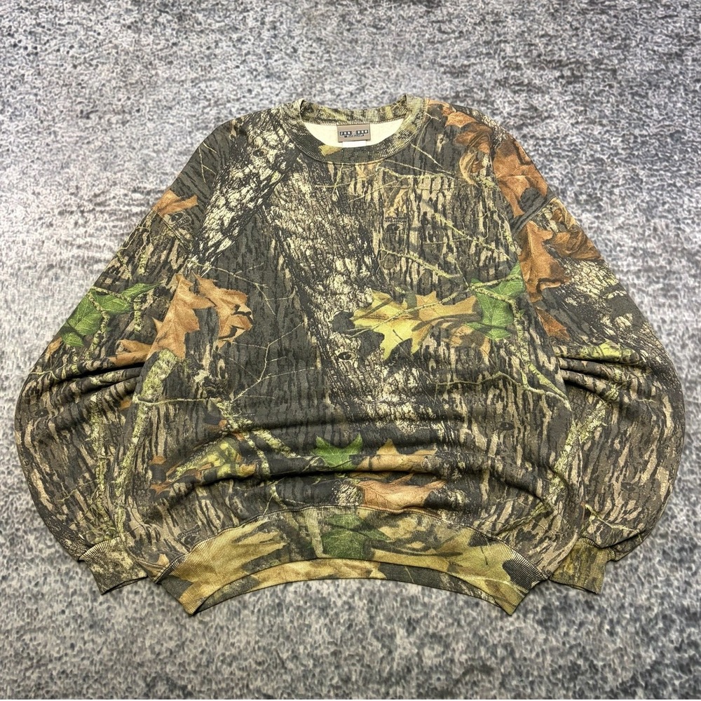 Vintage Jerzees Outdoors Mossy Oak Camo Crewneck Sweatshirt Mens XXL Green Brown
